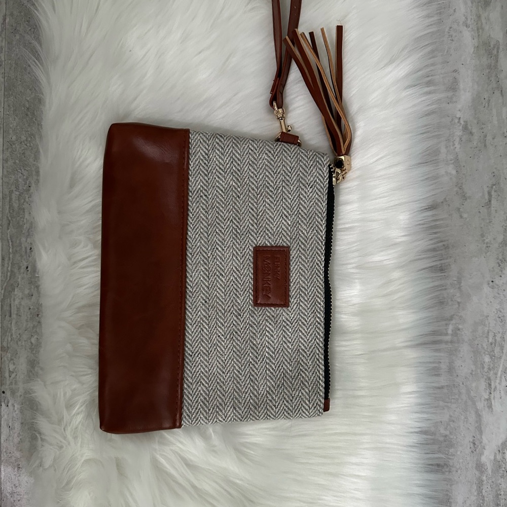 Brown and Gray Women's Clutch